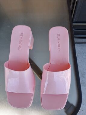 Steve Madden Glossy Light Pink Slide Mules